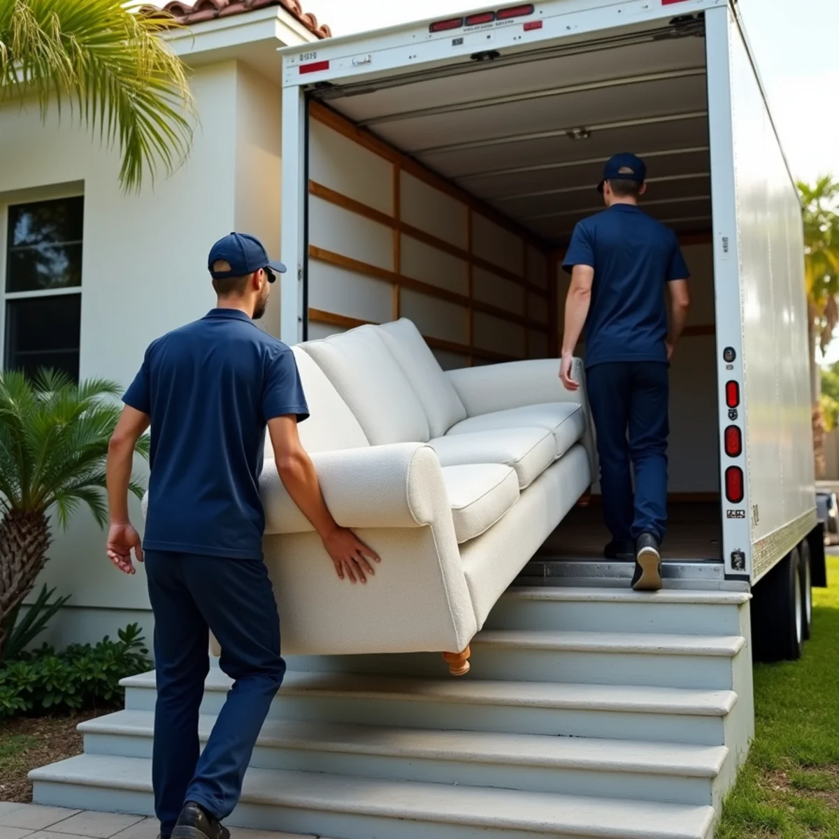 Lifetime Moving crew carefully loading furniture for a local move in Miramar Florida