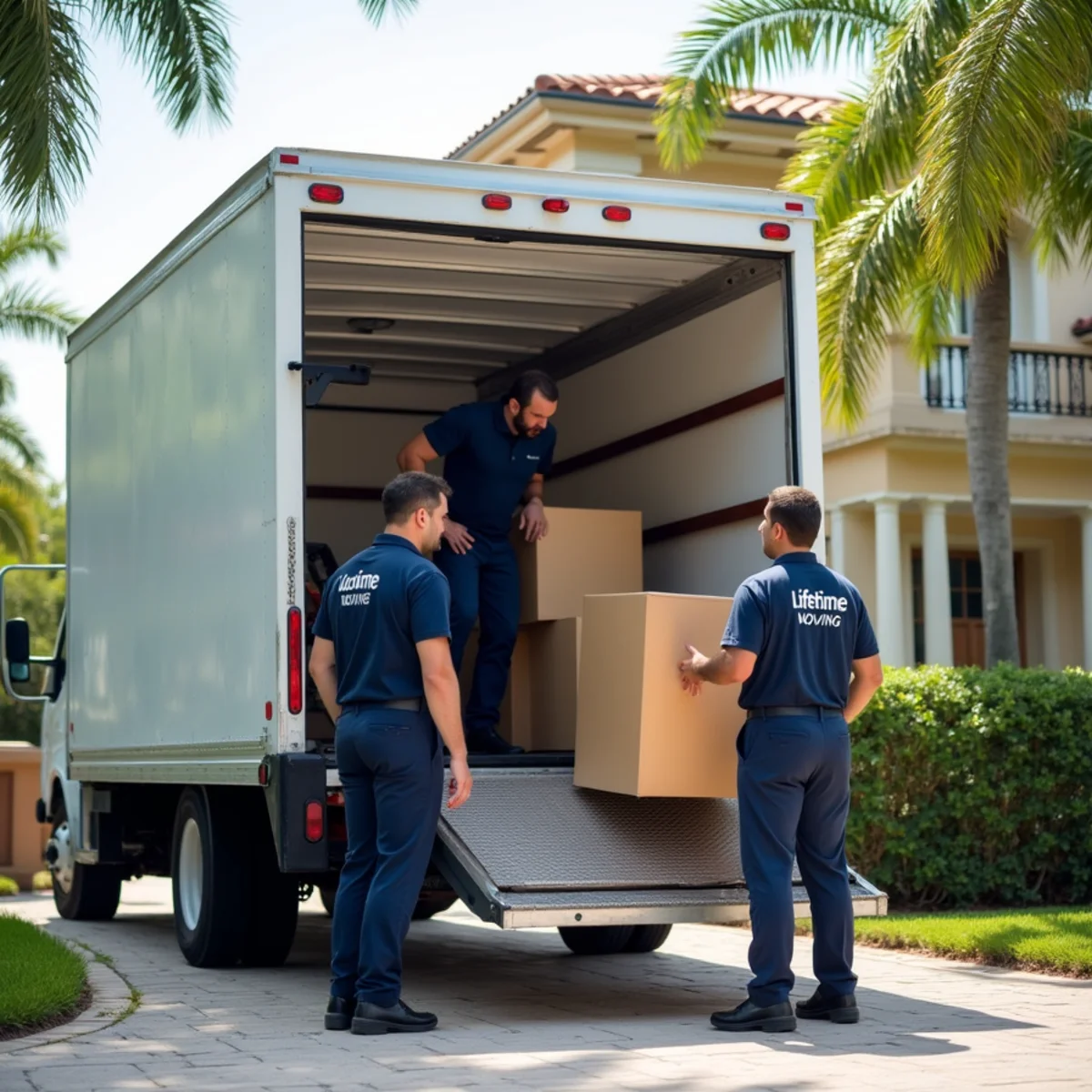 Lifetime Moving crew loading a moving truck in Aventura Florida