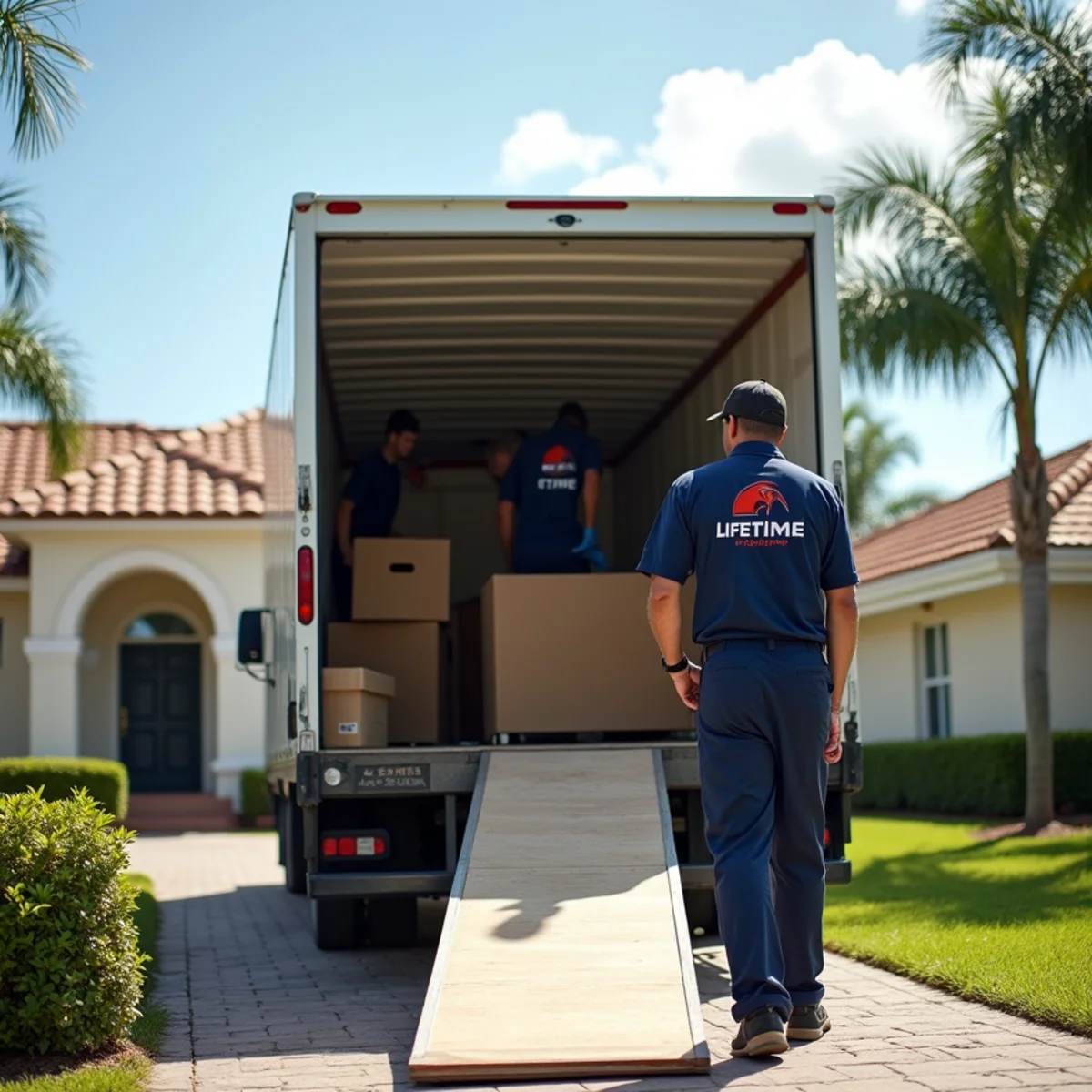 Lifetime Moving crew loading a moving truck in Dania Beach Florida