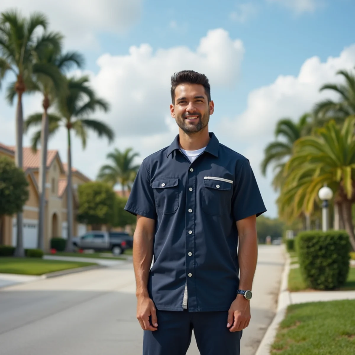 Residential neighborhood streets and architecture in Davie Florida