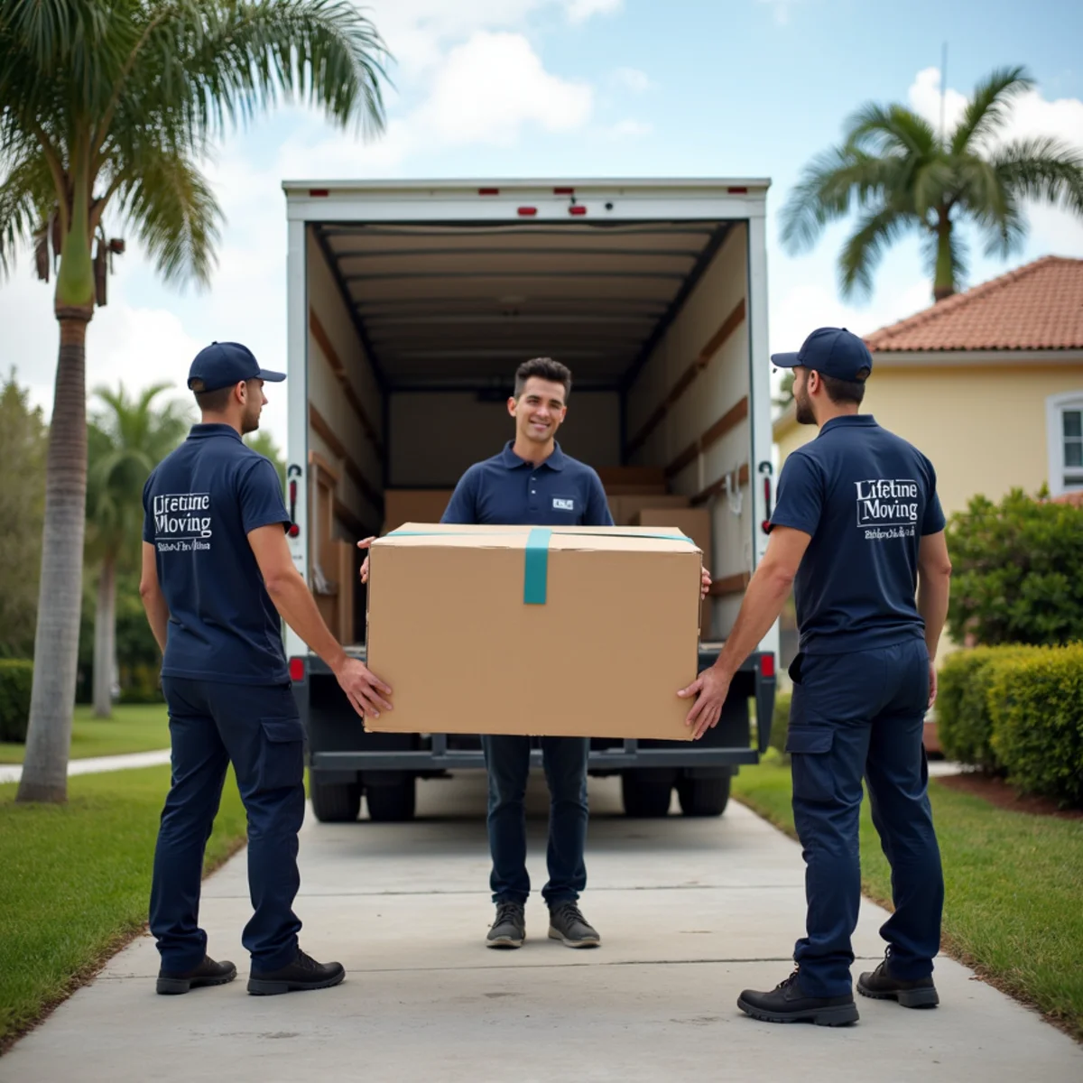 Lifetime Moving crew loading a moving truck in Delray Beach Florida