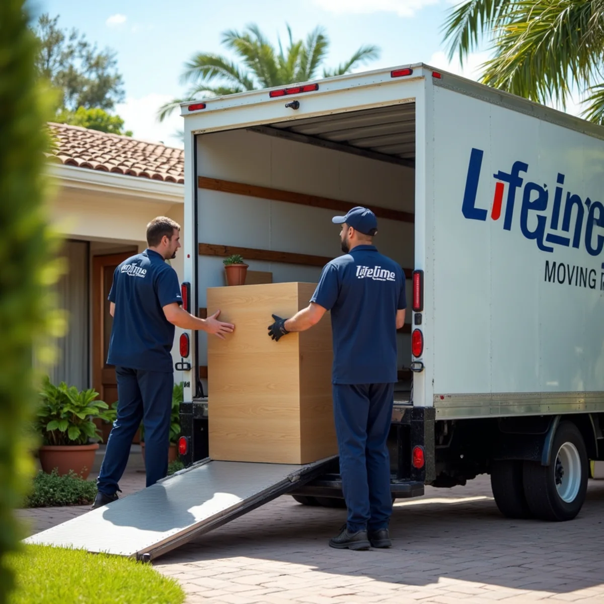 Lifetime Moving crew loading a moving truck in Hollywood Florida