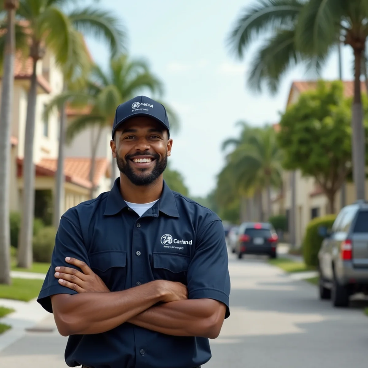 Residential neighborhood streets and architecture in Kendall Florida