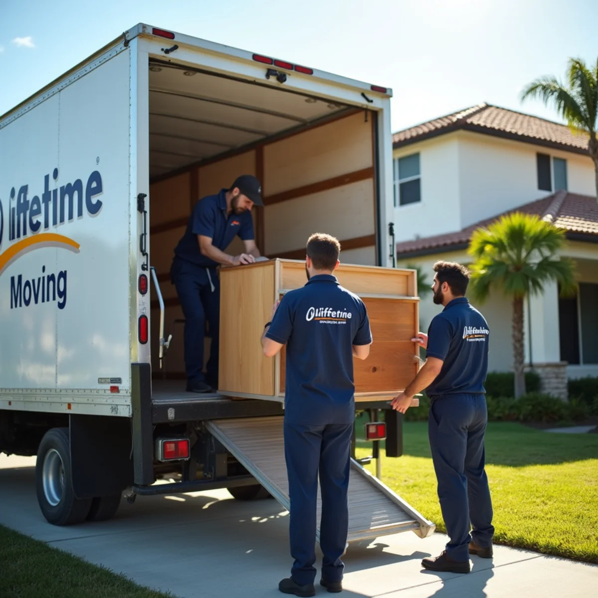 Lifetime Moving crew loading a moving truck in Lake Worth Beach Florida