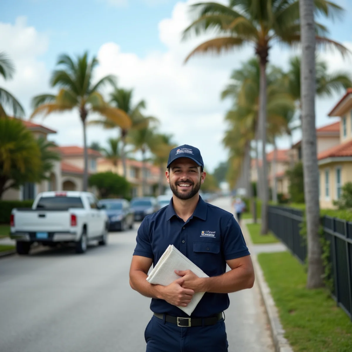 Residential neighborhood streets and architecture in Lighthouse Point Florida