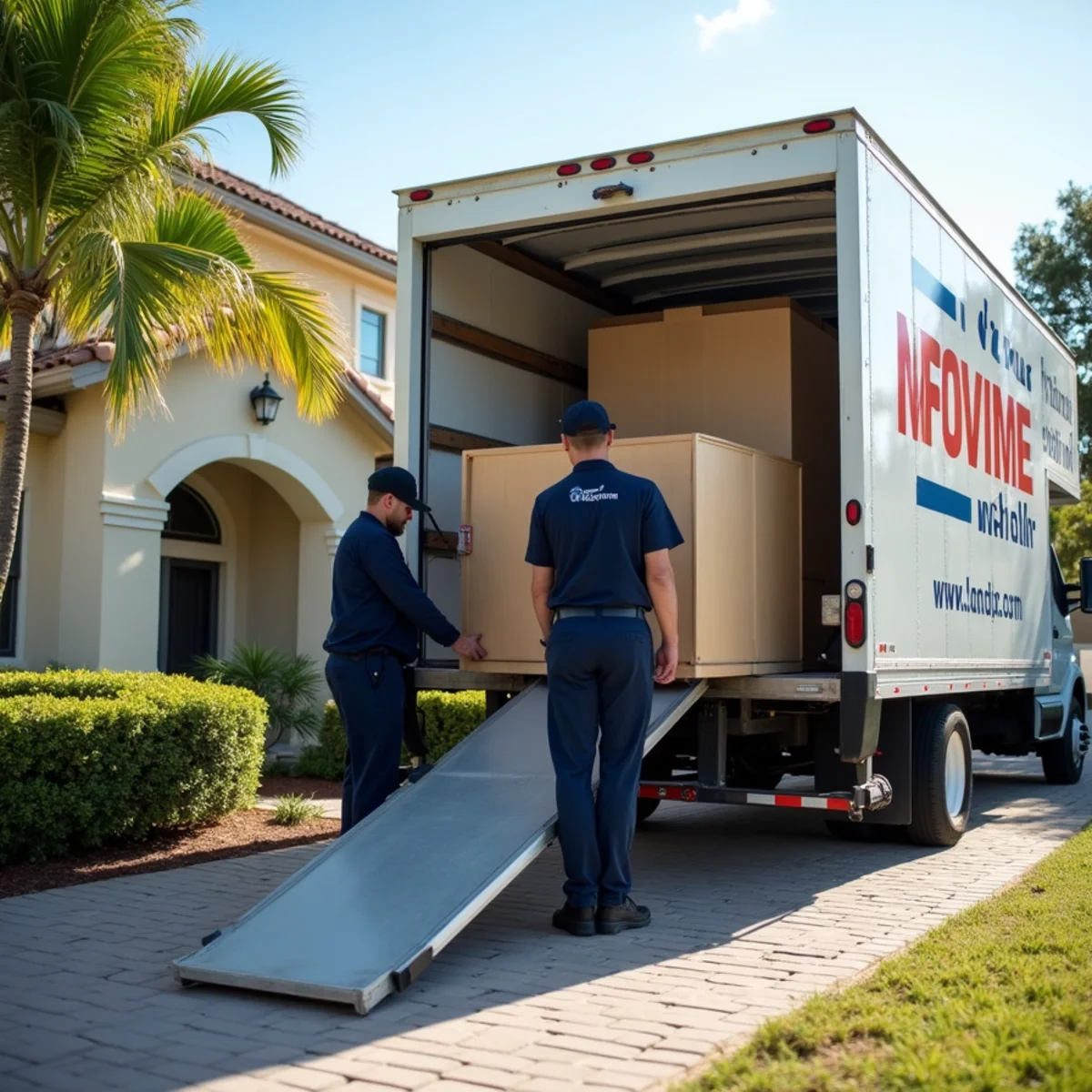 Lifetime Moving crew loading a moving truck in Lighthouse Point Florida
