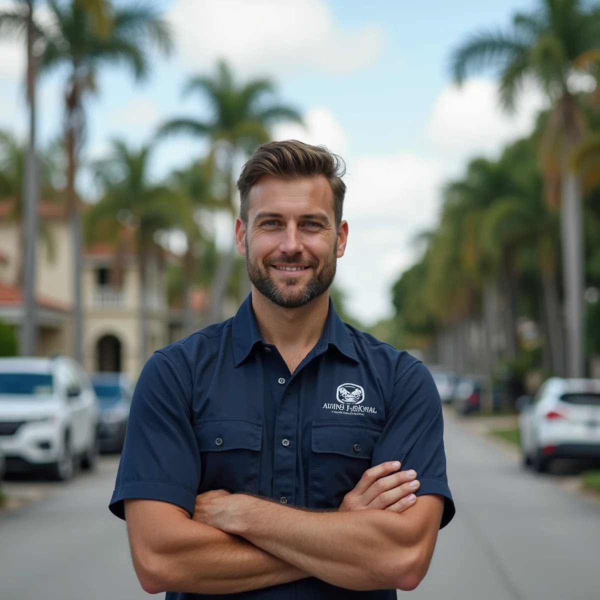 Residential neighborhood streets and architecture in Miami Lakes Florida