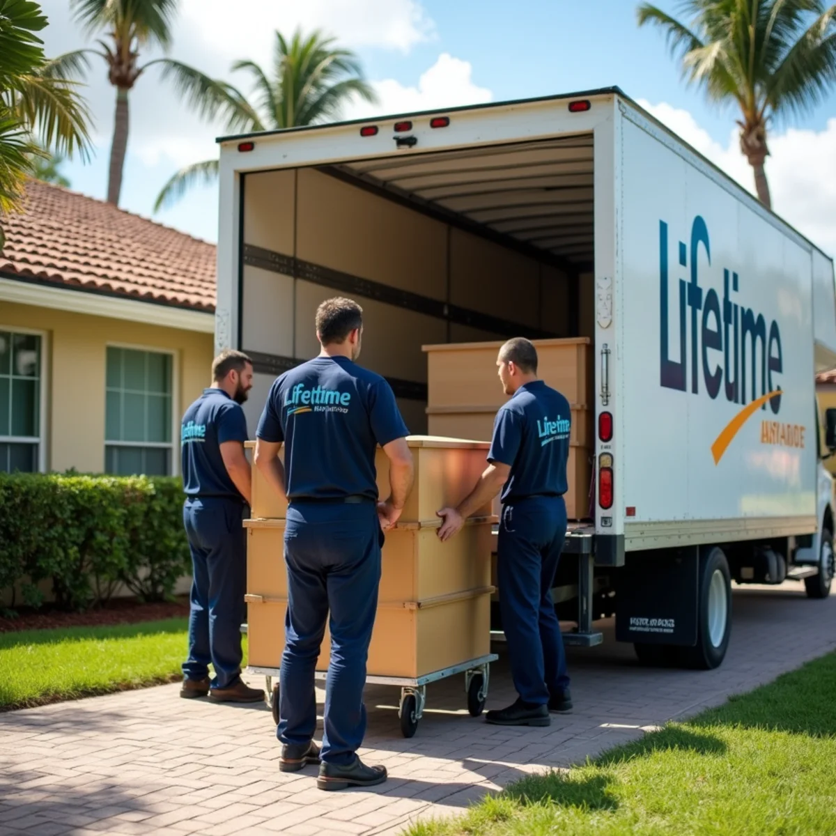 Lifetime Moving crew loading a moving truck in Oakland Park Florida