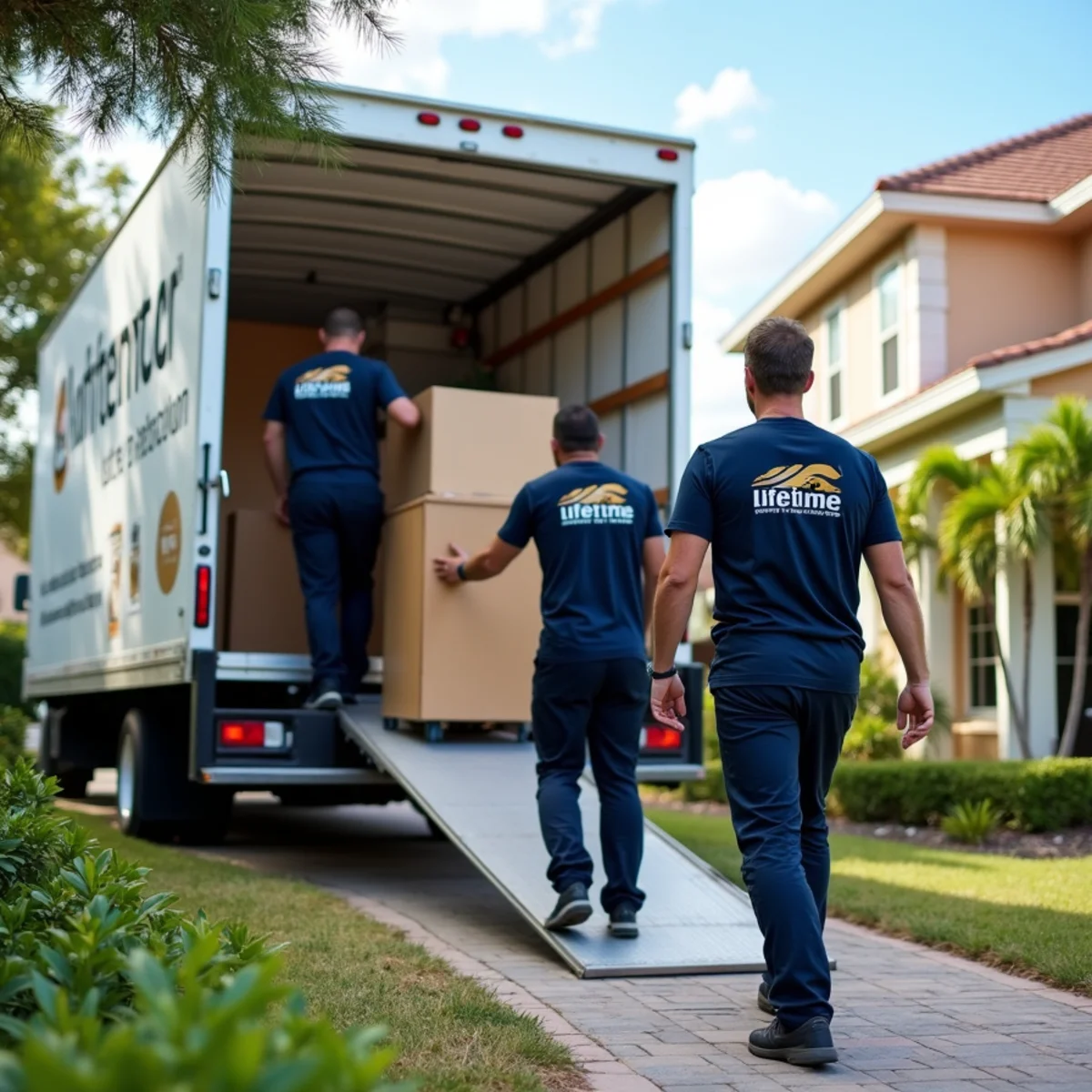 Lifetime Moving crew loading a moving truck in Plantation Florida