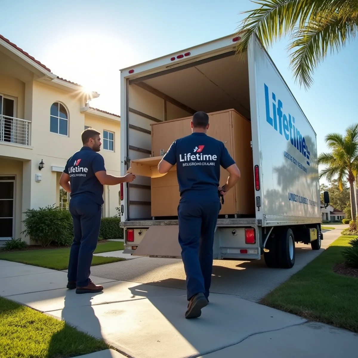 Lifetime Moving crew loading a moving truck in Surfside Florida