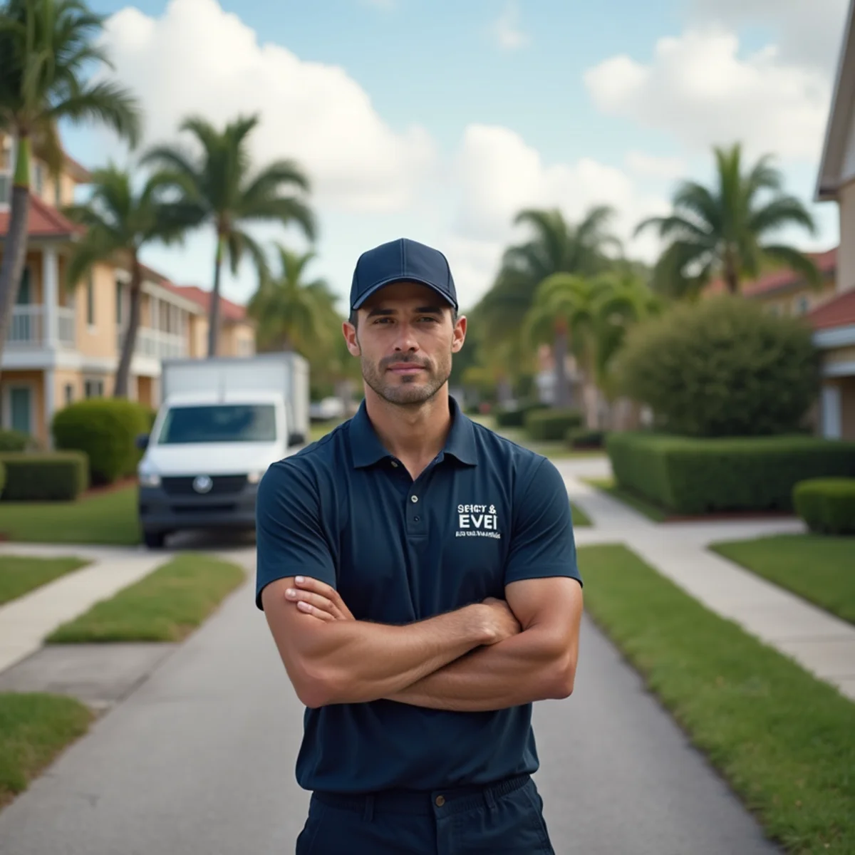 Residential neighborhood streets and architecture in Tamiami Florida