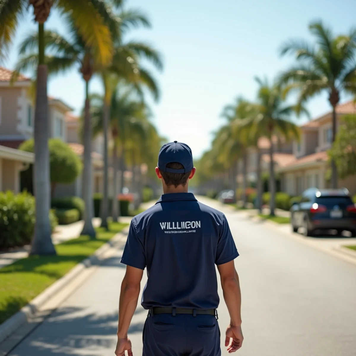 Residential neighborhood streets and architecture in Wellington Florida